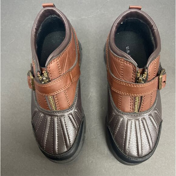 US Polo Back to School Boys Toddler Hardy II Black Brown Duck Ankle Boots Sz 1M - Picture 2 of 11